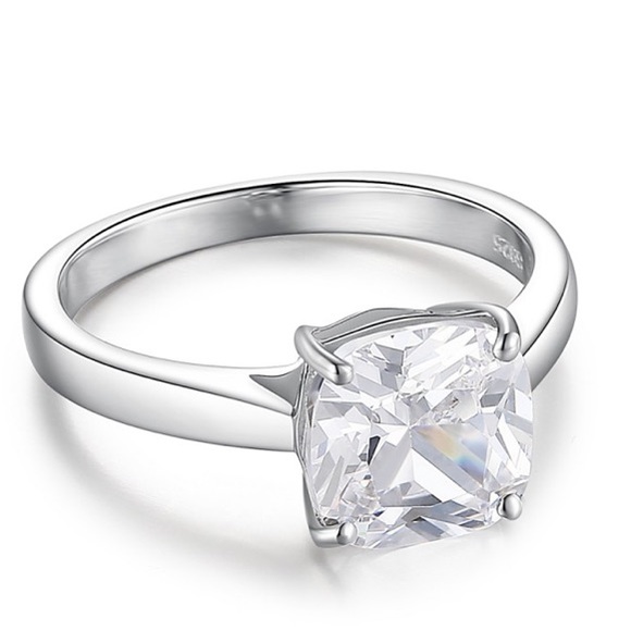 5.0 CT PRINCESS CUT DIAMOND STERLING SILVER RING - Picture 5 of 5